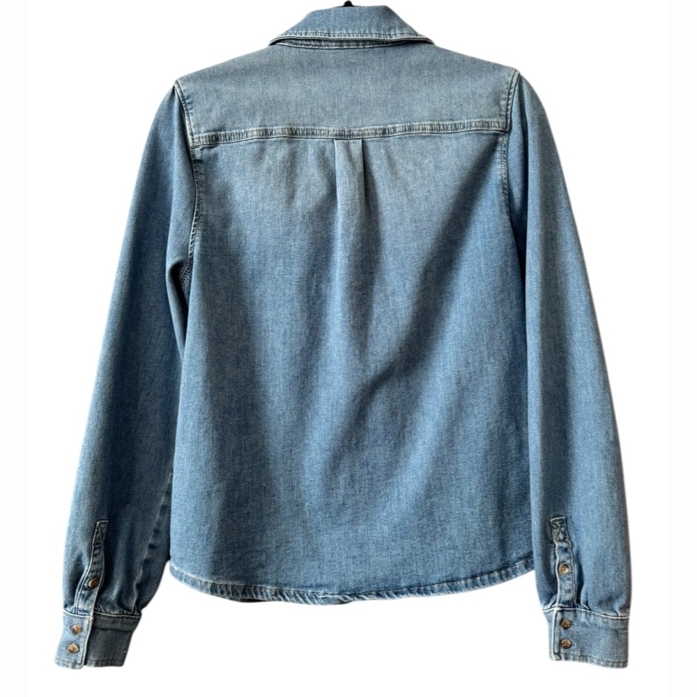 PAIGE Belize Denim Button Up Long Sleeve Shirt Womens Large Blue‎ Relaxed Fit - Picture 4 of 7